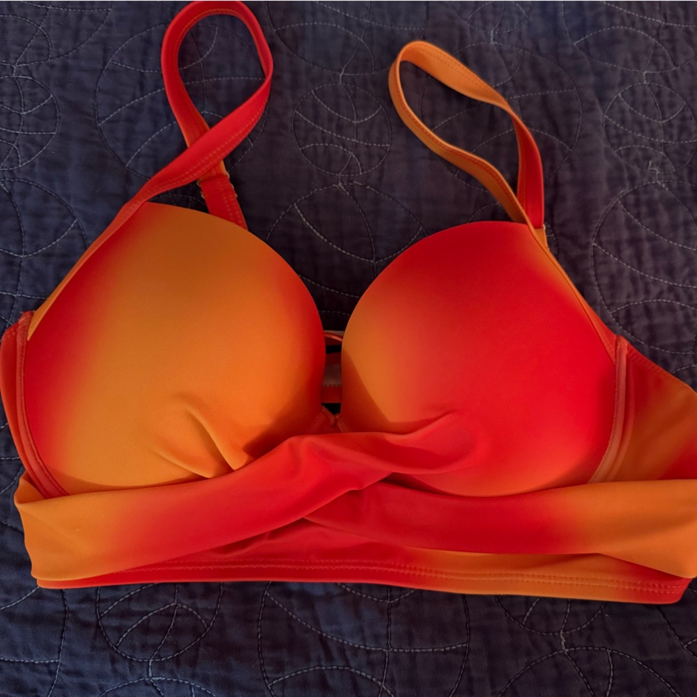 Vibrant Orange and Red Bikini Top